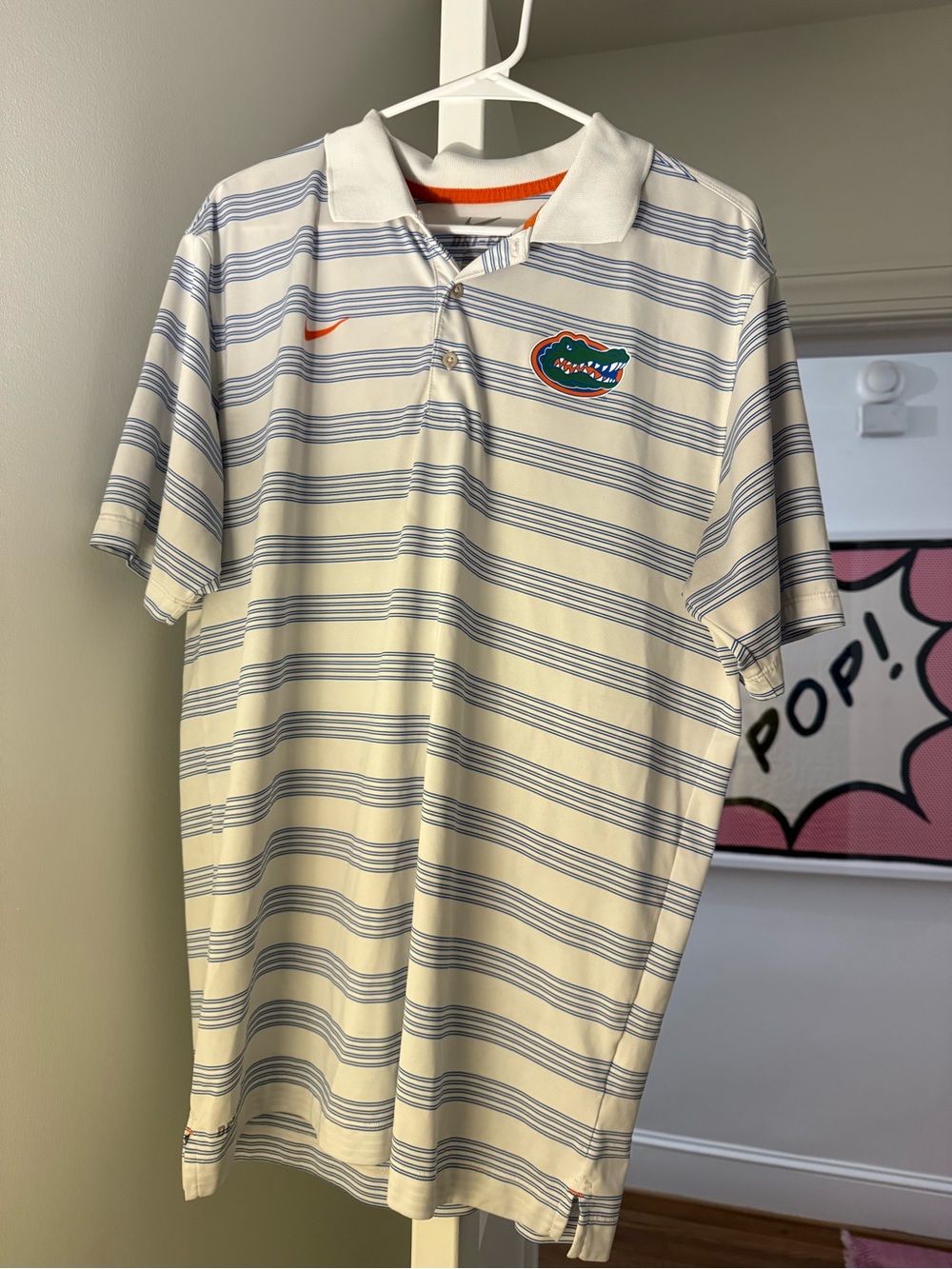 Nike White & Gray Striped Florida Gators Polo with Orange Swoosh